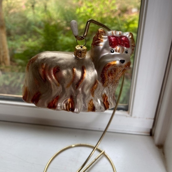 Old World Yorkie Glass Christmas Ornament - Picture 4 of 5